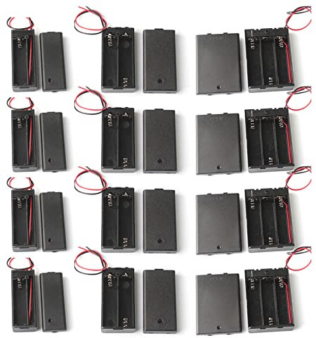 EULAPGOE 12 Stücke AA Batteriehalter mit Schalter und Abdeckung, 1.5V-4.5V Kunststoff Batteriehalter Gehäuse mit Drahtkabel und EIN/AUS Schalter