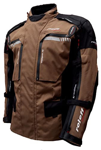 Roleff Enduro- Jacke mit Protektoren |Enduro MX | Offroad Jacke |Motorradjacke | Klimamembrane | Belueftung | braun