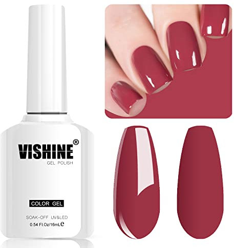 Vishine Smalto gel rosato rosso 16 ml Soak Off UV LED Nail Art Smalto per unghie gel semi-permanente per uso professionale in salotto e casa, colore rosato rosso M111
