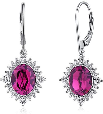 Amethyst Ohrringe Hängend Tropfenohrringe Silber 925 Zirkonia Ohrringe Hänger Modernschmuck Ohrringe Hängend Lila Ohrhänger Silber 925 Stein Hängende Ohrringe Weißgold Haengend