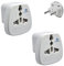 Pipestation 2 Pack UK to EU Travel Adapter - Universal Adapter Plug UK to Europe Type C, E, F & G - Small, Light & Compact