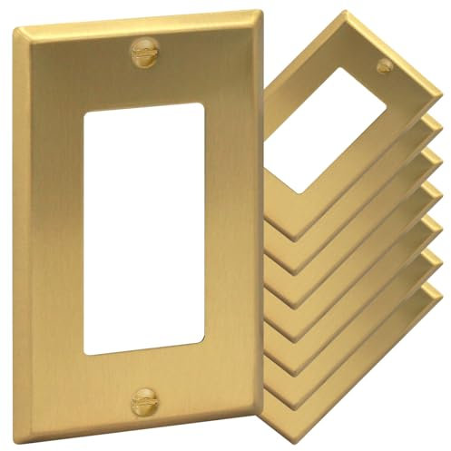 Rio Salto Metal Light Switch Wall Plate Gold Standard Size Socket Cover Wall Plate Corrosion Resistant Single Socket Wall Plate Rocker Cover 1 Gang Decoration Brushed