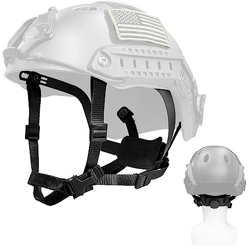 Yzpacc Sangle de menton pour casque tactique, cadran réglable, système de suspension à 4 points avec boulons et vis pour HL-31/HL-32 FAST MICH Bump Accessoires de casque tactique