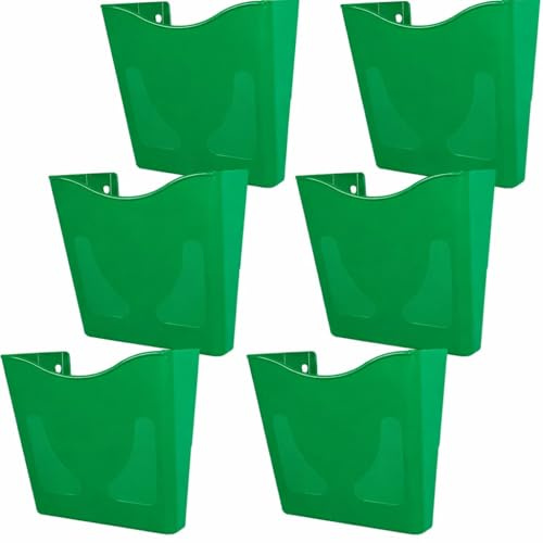 Deflecto A4 Wall Document & Leaflet Holder, Portrait Green, Pack of 6 | Green A4 wall rack keeps signs, brochures and letters tidy. No drill fixing, doubles as leaflet, menu and poster display.