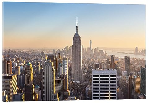 Posterlounge Vue sur Manhattan Tableau en verre acrylique 90 x 60 cm Tableaux Décoration murale