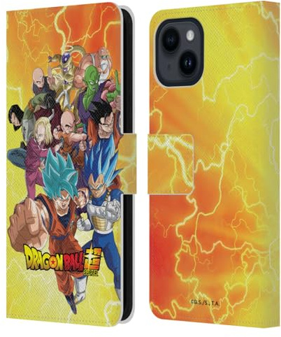 Head Case Designs Officially Licensed Dragon Ball Super Universe 7 Group Universe Survival Arc Leather Wallet Case Compatible With Apple iPhone 15