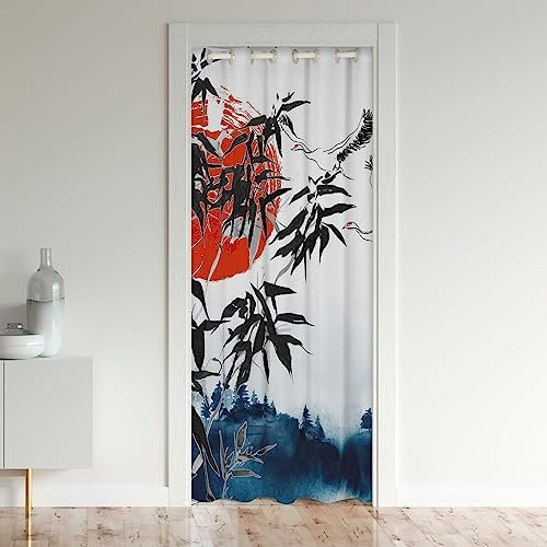 richhome Bambus Red Sun Forest Blackout Vorhang Schrank Dekor, Tinte Waschen Malerei Tür Vorhang, chinesische Tür für Jungen Mädchen Frauen Männer (1 Panel, 106x203)