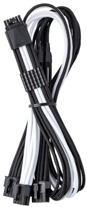 CableMod E-Series ModMesh Sleeved 12VHPWR StealthSense PCI-e Cable for EVGA G/G+ / P/P+ / T (Black + White, 16-pin to Triple 8-pin, 60cm)