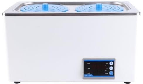 Fockety Labor-Wasserbad, 7 L, Digitaler Thermostatischer Wasserbadheizer mit Wählbaren Öffnungen, Edelstahl-Thermostat-Heizgerät, Labor-Heizgerät für Experimente, 2 Öffnungen