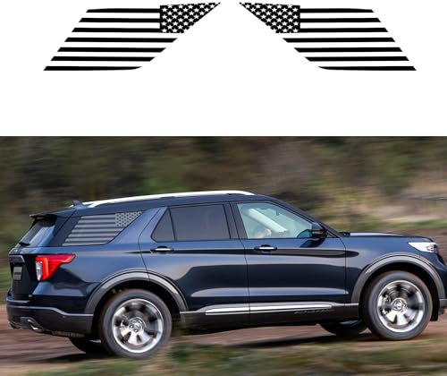 CONGCONG Aufkleber für Ford Explorer 20-23 Heck-Mittelfenster Amerikanische Flagge, vorgeschnitten, mattschwarz, Aufkleber (20-23)