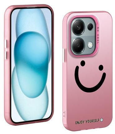 TAUYN Custodia per Xiaomi Redmi Note 13 PRO 4G/Poco M6 PRO 4G, Indietro Faccia Sorridente Modello Desingn Cover, PC Antiurto Ultra Sottile Custodia, Rosa