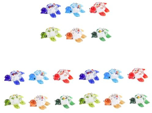 ABOOFAN 18 STK Kleine Schildkrötenverzierung Schreibtischaufsatz Rasendekoration Im Freien Rustikale Schildkrötenfigur Aus Metall Ornament Bunt Glas Mit Hohem Borosilikatgehalt Tier