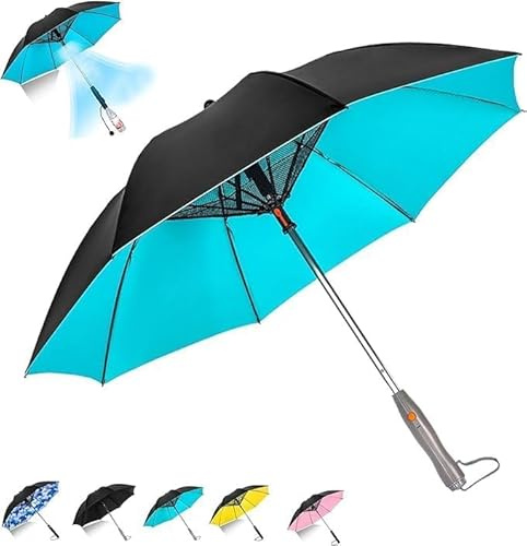 Bamideo 3 in 1 Umbrella with Fan, Umbrella with Fan and Mist Spray,Sun Umbrella Uv Protection Portable Rechargeable Sunshade, Travel Essentials