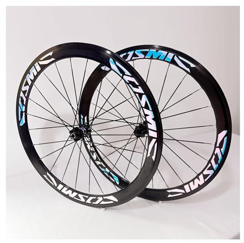 MirOdo 700C Rennrad-Radsatz 50mm Felgen Aus Aluminiumlegierung 20 Löcher Scheibenbremsen QR-100/135mm Vorne 2 Hinten 4 Lager Schwarzes Dazzle-Farbetikett Für 8-11-Gang-Kassette