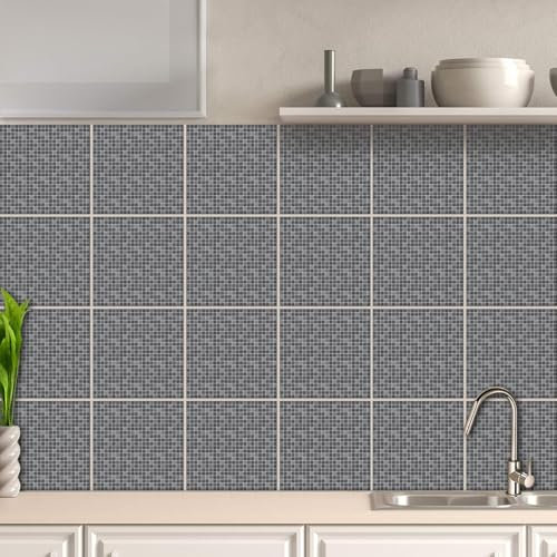 AREDE 32 Pz Adesivi per Piastrelle Bagno e Cucina 15 x 15 cm Autoadesivo Decorazione Adesivo murale in PVC Impermeabile Adesivi Parete mattonelle mosaico stile / T1010