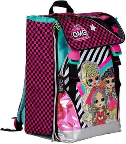 Schulrucksack L0l Puppen O.M.G. erweiterbar für die Sekundarschule Kinder und Jugendliche, gepolsterter Rücken und Schultergurte mit kostenlosem Frontblatt + 7 löschbaren Stiften und Schlüsselanhänger