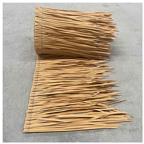 Tiki-Bar-Dachbedeckung, künstliche mexikanische Palmen-Strohdachrollen, 50 cm breites Strohdach für Tiki-Bar-Hütten, Terrassenschirmabdeckung, tropische Wanddekoration (Größe: 0,5 x 4 m, Farbe: gelb)