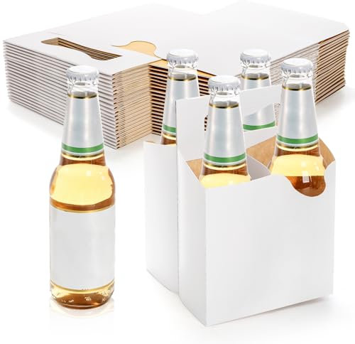Okllen 20 Pack Cardboard Bottle Holder for 4 Bottles, 12 oz Drink Carrier, Beer or Soda Portable Bottle Carrier for Safe and Easy Transport