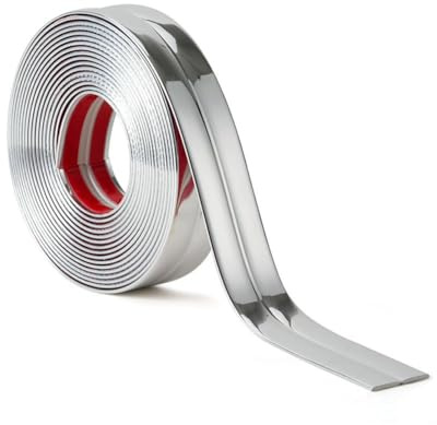 Battiscopa PVC per Angoli,1.5x1.5 cm Bordura Vinile per Pavimenti, Piastrelle, Muri, Mobili-Bordura per Piani di Lavoro della Cucina Modanatura Decorativa Flessibile Profilo Angolare, Argento 5M