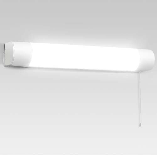 IMVSINCERE LED Wall Lights 6W Mirror Light with Shaver Socket,4000k Bathroom Mirror Lighting Pull Cord Switch,IP44 43CM 500LM Shaver Lights for Bathroom Hotel Toilet Shower Room