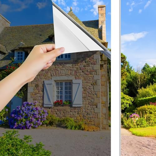 Cinbee Miroir Film de Fenêtre Anti Regard intérieures ou extérieures 120x200 cm, Film Solaire Anti Chaleur sans Tain, UV Film pour Vitre Statique Adhesif Protection de Soleil