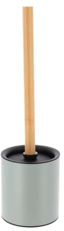 TENDANCE - Brosse WC Métal Tige Bambou - Vert Eucalyptus/Bambou - Salle de Bain - Poubelles et Brosses WC