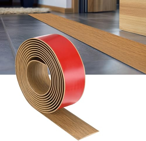 M METERXITY Regleta De Transición Para Suelo 10FTx1.97Inch Amarillo Roble | Autoadhesiva, Divisor Plano, PVC, Laminado, Para Unir Huecos Del Suelo/Alfombra/Baldosas/Umbrales De Puertas