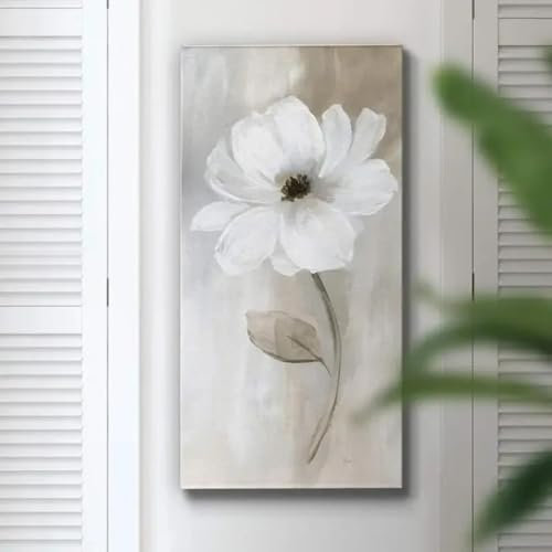 XIAOYIWIN Poster und Drucke, Blumen-Wandkunst, Dekorationen, Gemälde, elegante weiße Rose, romantische botanische Drucke, Leinwand-Wandkunst, Dekor
