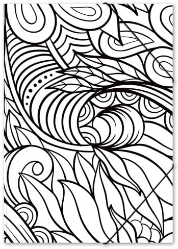 itenga Zeichenmappe DIN A3 mit Motiv - Gummizugmappe Sammelmappe - für Kinder Jugendliche Schüler Mädchen Jungen (LineArt schwarz weiss)