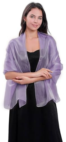 CCAIPU Damen Stola und Wraps, transparente weicher Schals und Tücher Schimmernder Organza Schal für Abendkleider Hochzeit Braut Party