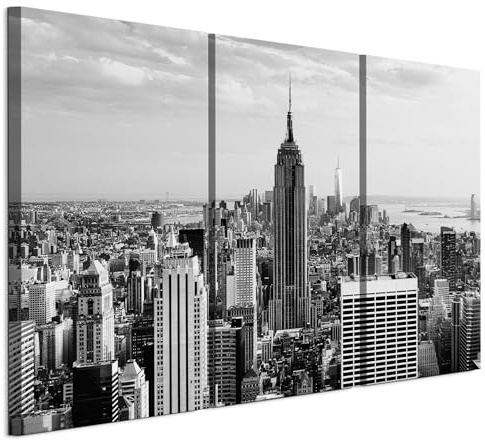LUMASOUL Wandbilder 3er Set für Wohnzimmer New York 120x80 cm | 3-teiliges Leinwandbild für Schlafzimmer, Flur, Büro und Küche
