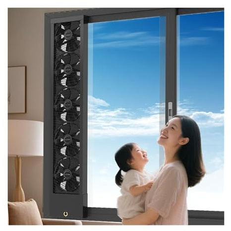WPBXQKWAY Retractable Vertical Window Fan, Comfort Zone Window Fan For Bedroom, Retractable 35-135cm Optional, Adjustable Speed 0-2800 Rpm, For Home, Kitchen, Bedroom & Office(50-55cm)