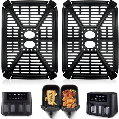 Air Fryer Grill Pan Replacement, Stainless Steel Frying Plate with Non-Stick Coating for Even Heating, Dishwasher Safe, 23.5 * 17cm (2pcs)