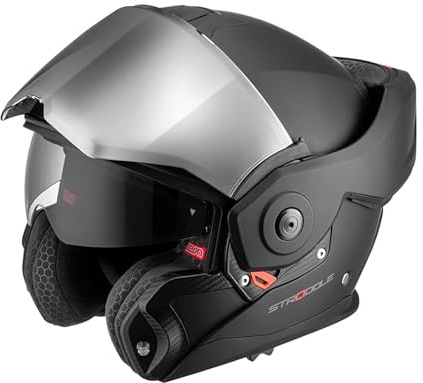 BEON Stradale Motorradhelm Klapphelm – Systemhelm mit Visier & Sonnenblende, 180° Flip-Up Integralhelm für Damen & Herren, Roller- & Motorradhelm