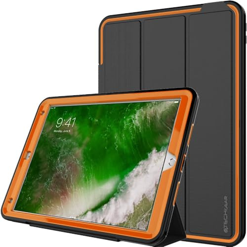 TECHGEAR D-Fence Coque pour iPad Air 3 2019/iPad Pro 10.5, coque rigide, protection antichoc avec support/protecteur d'écran amovible compatible avec iPad Pro 10,5 pouces (orange, Apple iPad Pro 10,5