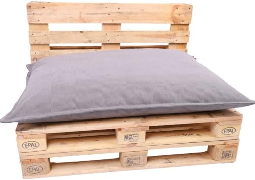 TexDeko® Cord Palettenkissen 120x80x18 cm (nur Sitzkissen) Grau | Weicher Cordstoff, wasserabweisend, UV-beständig, waschbarer Bezug, Indoor & Outdoor Palettenpolster, 320 g/m² Stoffgewicht