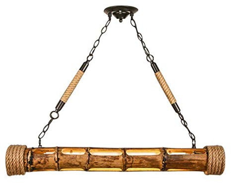 Retro Pendelleuchte Loft vintage Kronleuchter Höhenverstellbar Bar Cafe Restaurant American country Hängelampe und Bambus Seil Hängeleuchte kreative Persönlichkeit Industrial Beleuchtung 90 * 56 (cm)
