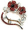 Equilibrium Rote Mohnblumen-Brosche, Anstecknadel, glitzernde Herzform, Metall