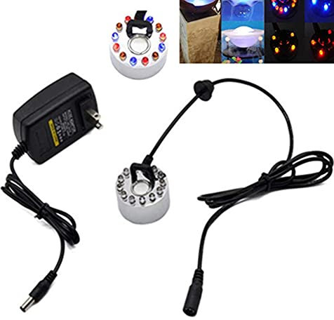 Qiorange 12 LED-Ultraschall-Nebel-Hersteller Fogger Wasser-Brunnen-Teich + Netzteil (Set A)