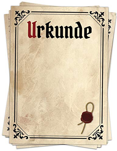 Urkundenpapier DIN A4 im Set (10 Blätter) Aufdruck Urkunde Vintage Retro | Altes Papier Antik Look für Zertifikat, Brief, Auszeichnung, Urkunden für Vereine, Firma, Hochzeit Jubiläum