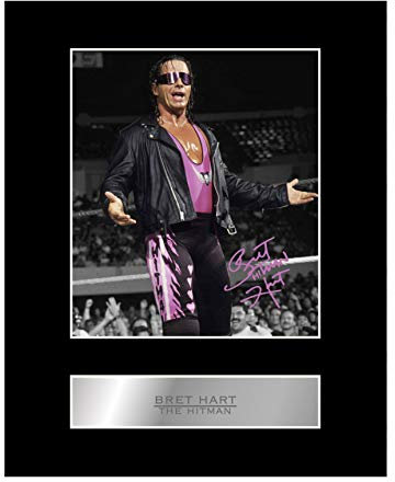 Bret Hart signiertes Foto mit Passepartout, The Hitman Sport, Autogramm