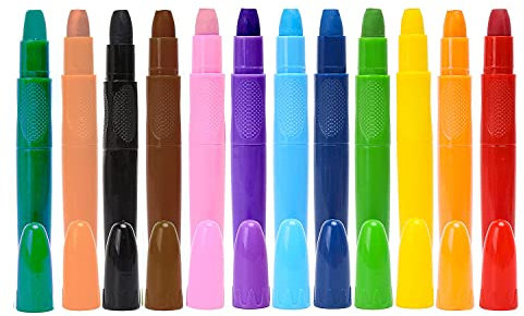 12 Colors Face Paint Crayons for Kids, Face & Body Paint Sticks, Halloween and Party Makeup, Non-Toxic Washable Face Painting, Water Based Twist up Face Painting Crayons