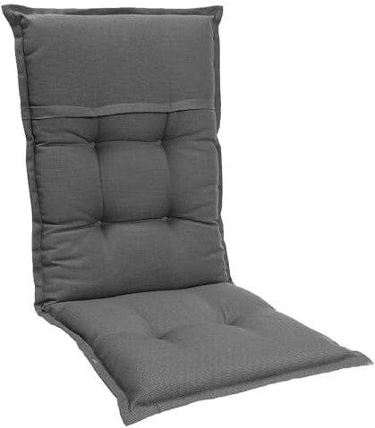 Homeoutfit24 Gartenstuhlauflagen Hochlehner – 4er Set – Extra Dick 8 cm – Mit Kopfpolster – Oeko-TEX – UV-beständig – Grau – Made in EU – Outdoor Auflagen für Gartenstühle