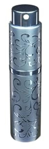 Fantasia Taschenzerstäuber mit Blumendekor, nachfüllbar für 8ml, eindrehbarer Zerstäuberkopf, Blau
