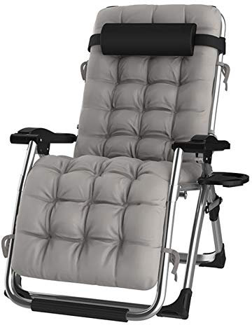 DQCHAIR Patio-Stühle, die Schwerelosigkeit liegen Liegen im Freien Gartenschaukeldeckstuhl für Strand-kampierende Unterstützung 200kg (Color : with Gray Cushion)
