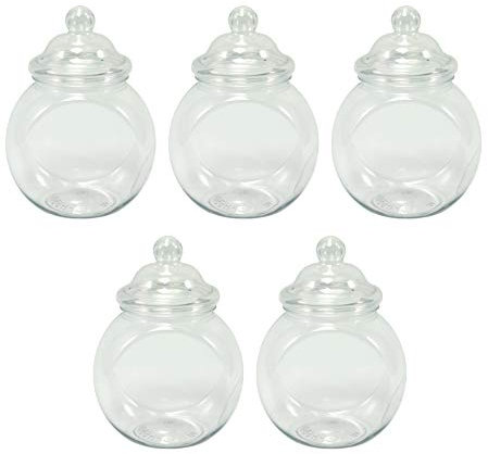 Britten & James 650ml Clear Plastic Jars Pack of 5 with Victorian Style Lids Pack of 5