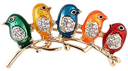 Ogquaton Bunte kleine Vogel-Brosche steckt Legierungs-u. Kristallbrosche-Schmuck-Geschenke kreativ und nützlich fest