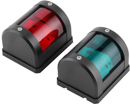 Qiilu Paire de feu de signalisation de navigation, lampe de signalisation étanche 12V IP66 rouge vert LED voyant d'avertissement de navigation pour yacht de bateau marin