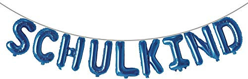 Trendario Schulkind Folien Luftballon Girlande Banner - Blau - Hänge Deko für Schuleinführung Einschulung Schulanfang Schulstart Dekoration Schule Für Mädchen & Jungen