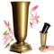 KADAX Vase Funéraire en Plastique pour Fleurs, Résistant aux Intempéries et au Gel, pour Cimetière et Tombe (15,5 cm, Doré)